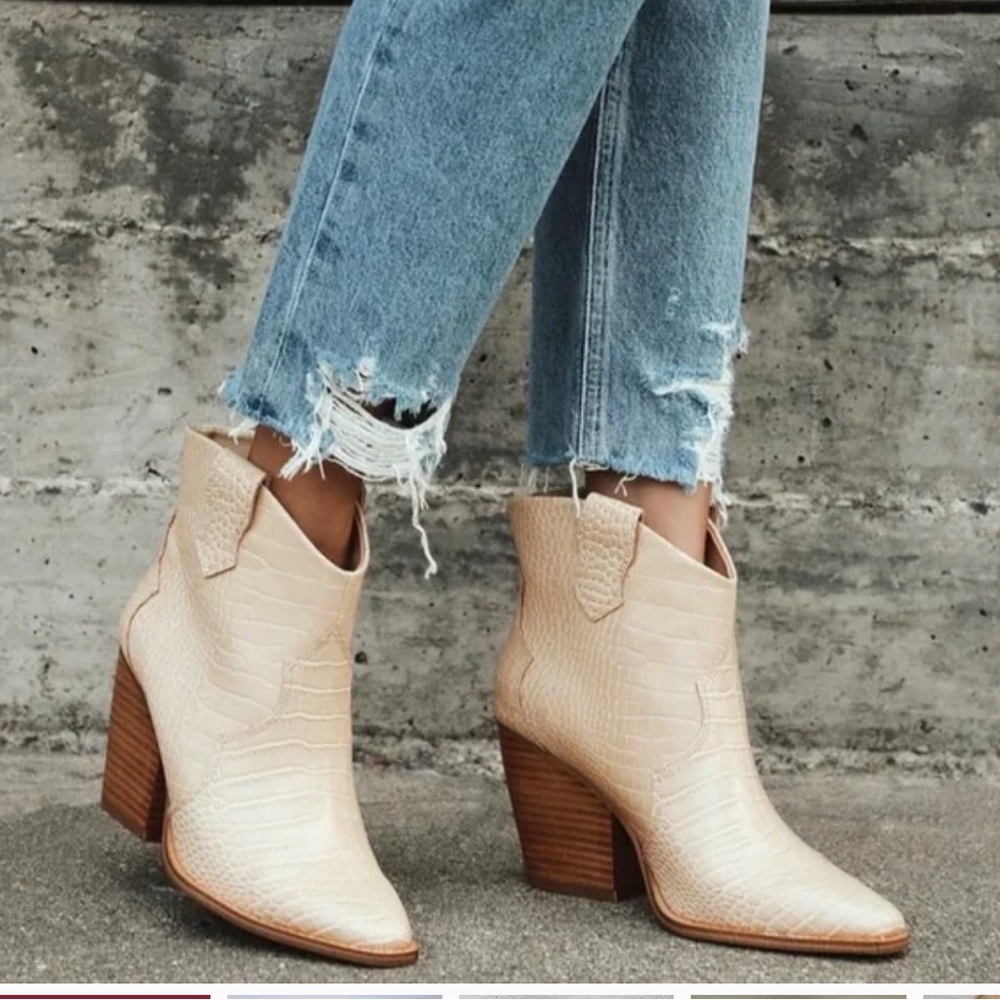 Chinese Laundry Bonnie Croc Print Tan Heeled Boots 10